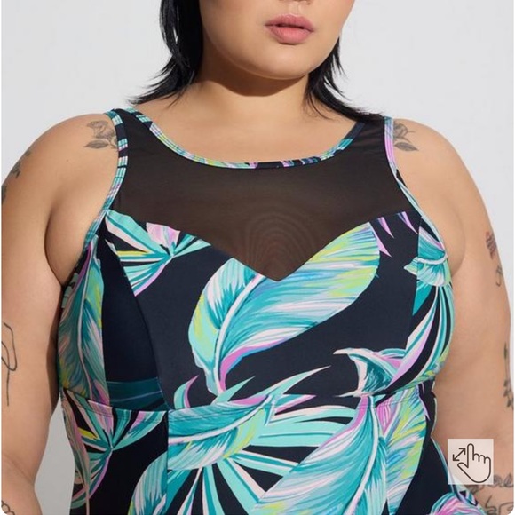 Torrid Wireless Mesh High Neck One Piece Swimsuit 1X - Picture 5 of 6